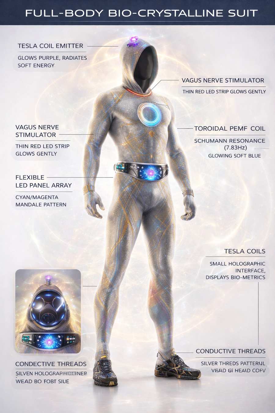 The Full-Body Bio-Crystalline Suit diagram