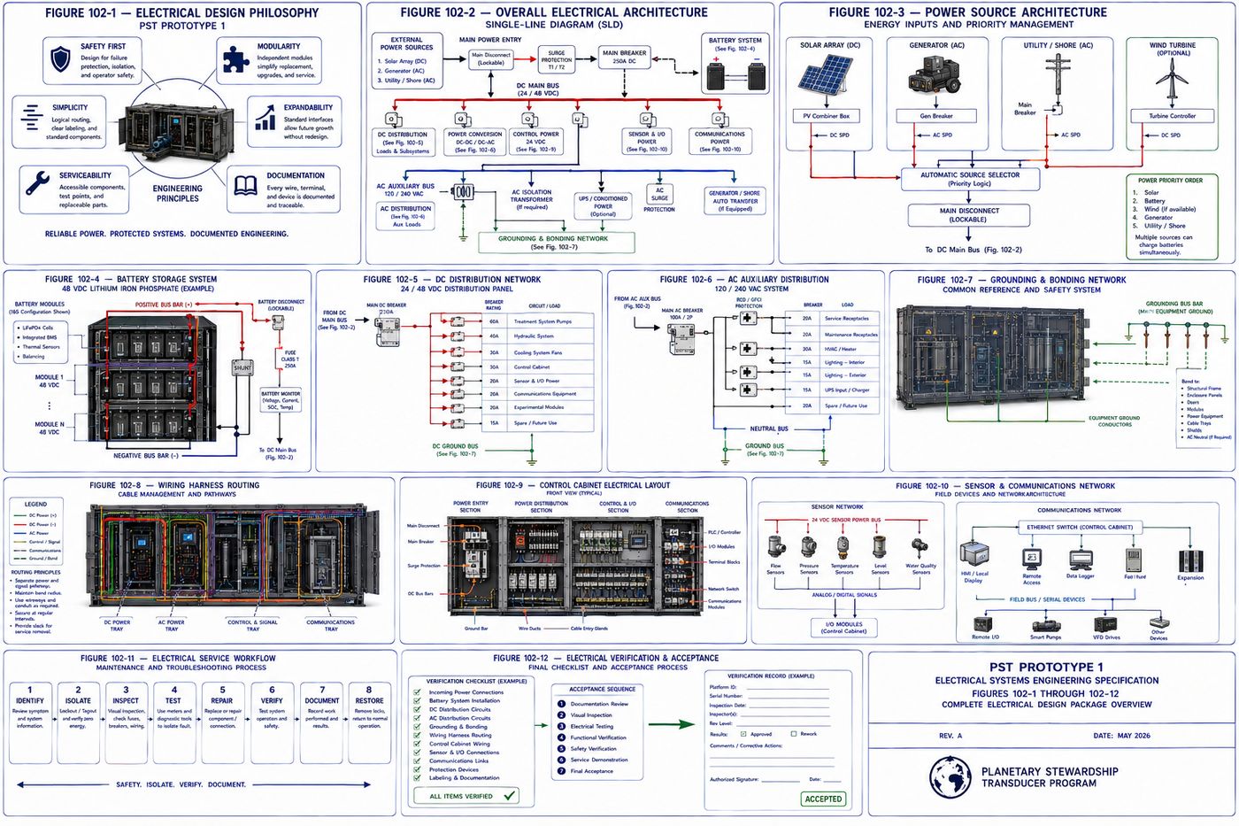 PST-102 Electrical Systems Engineering Specification — Figures 102-1 through 102-12