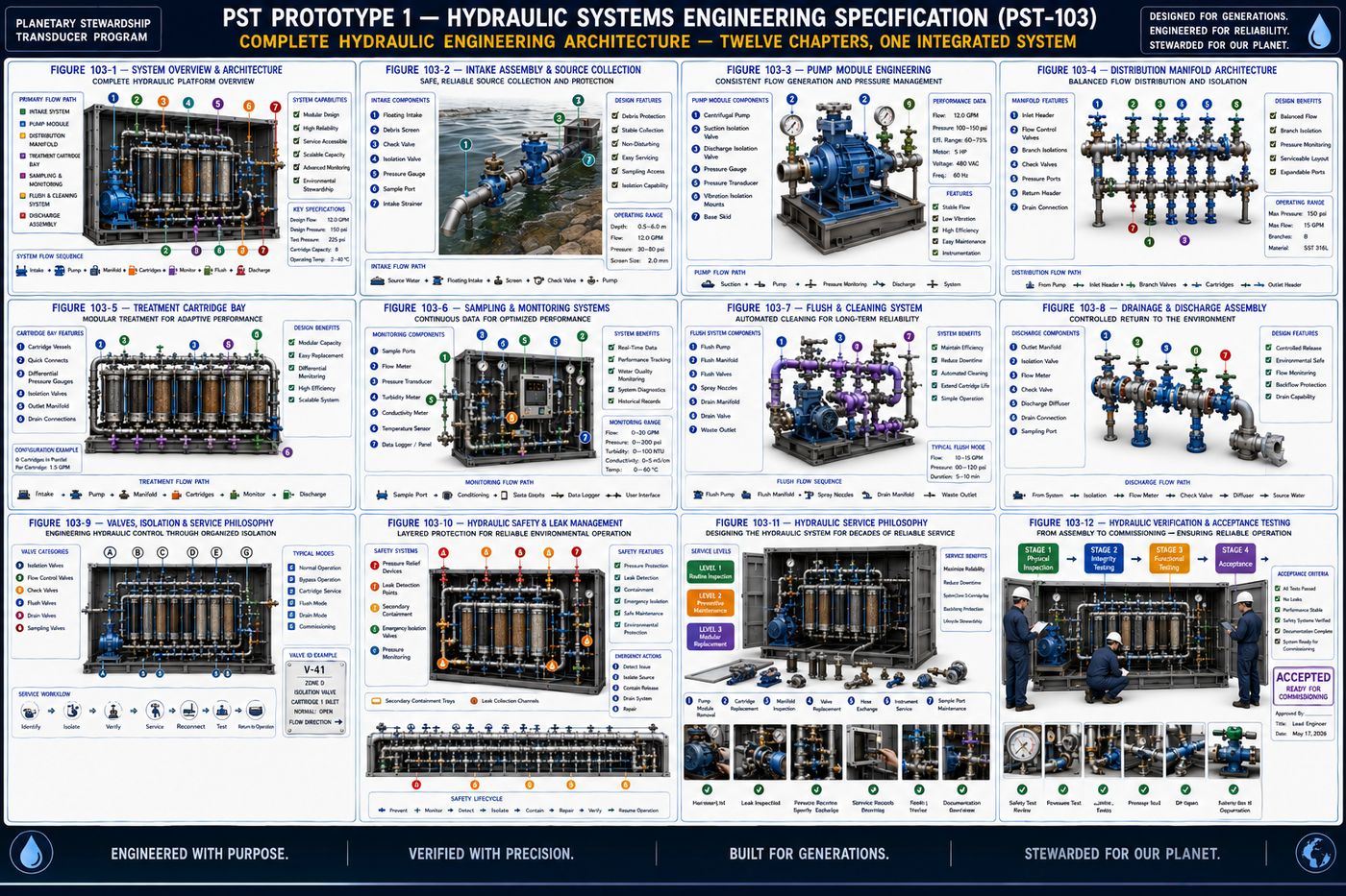 PST-103 Hydraulic Systems Engineering Specification — Figures 103-1 through 103-12